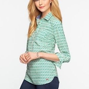 Talbots Green Apple Print Button Down Shir…